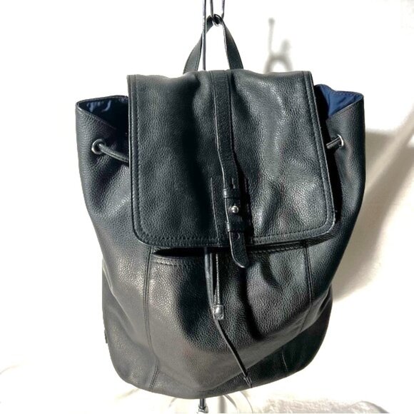 Cole Haan Black Pebbled Leather Backpack - Picture 1 of 16